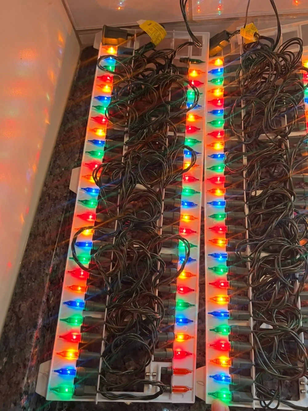 Lot Of 2 GE String-A-Long Miniature Style Christmas Lights, Color Bulbs TESTED